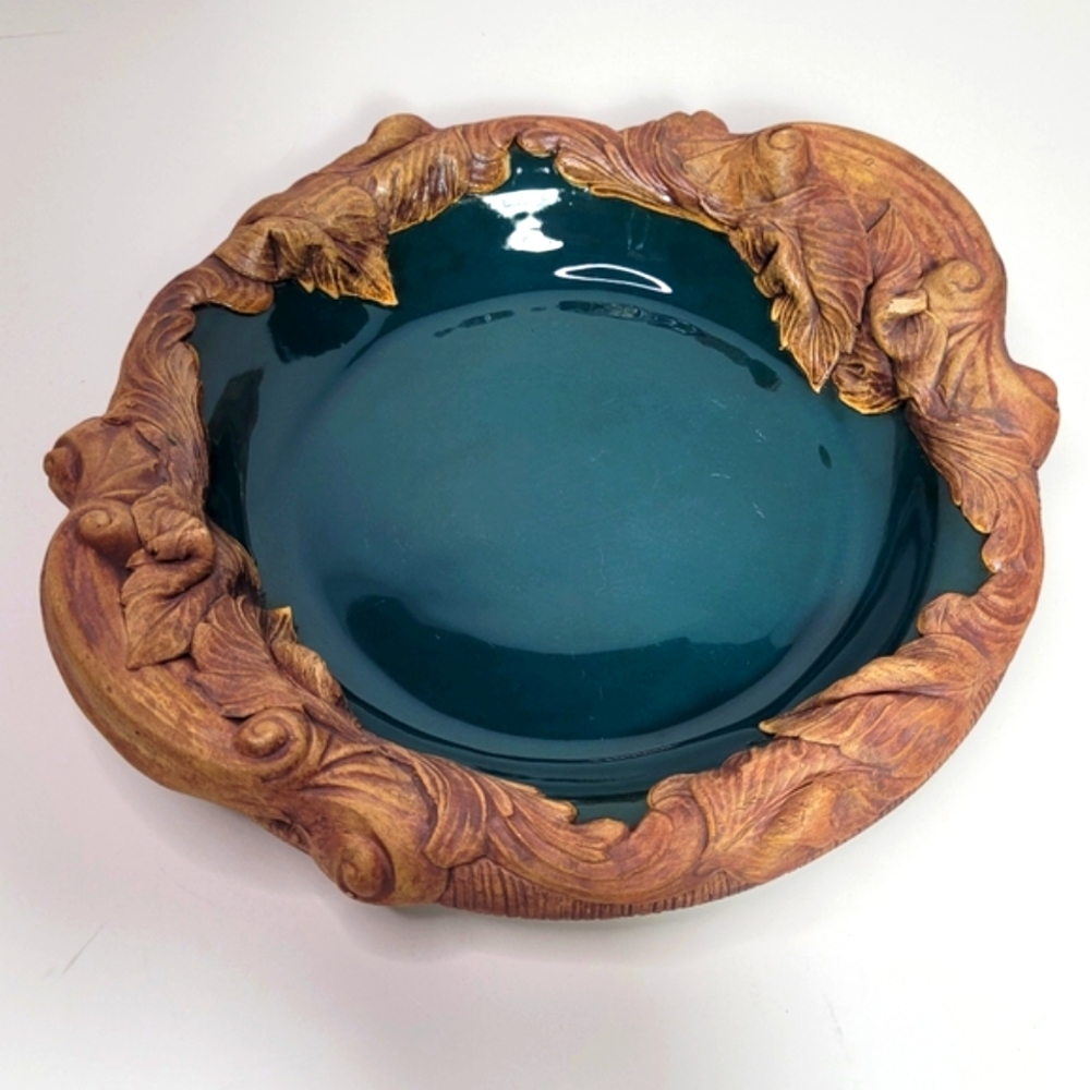 Terra Firma Signed Vintage Bluegreen Handmade Earthenware Pottery Bowl